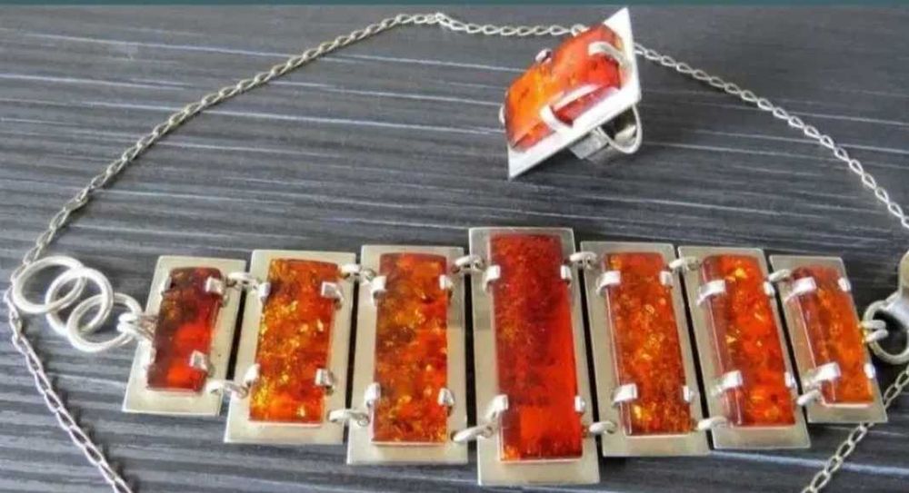 Set designer chihlimbar si argint masiv unicat !