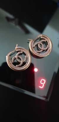 Cercei Chanel originali, placati cu aur 18k, pret fix