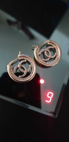 Cercei Chanel originali, placati cu aur 18k
