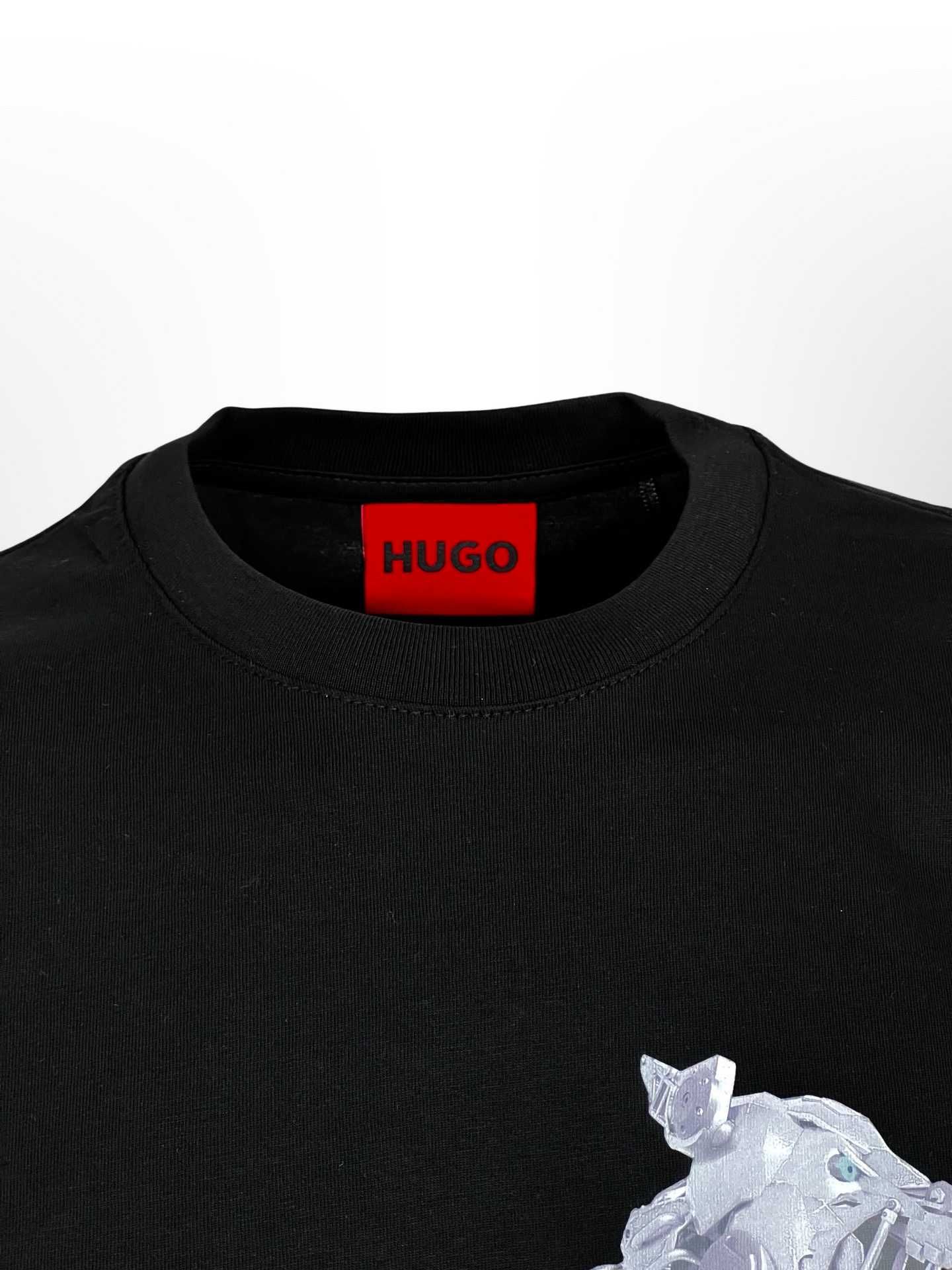 Hugo Boss черна тениска щампа ROBODOG размери S XL XXL