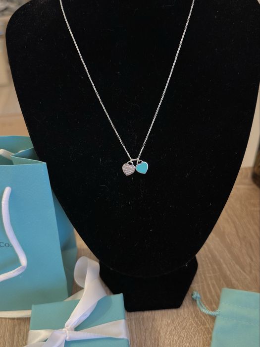 Lant Colier Lantisor Tiffany & Co. Double Heart Blue