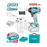 КОМПЛЕКТ Акумулаторен ударен гайковерт TOTAL, 20 V, 2 X 5 AH +