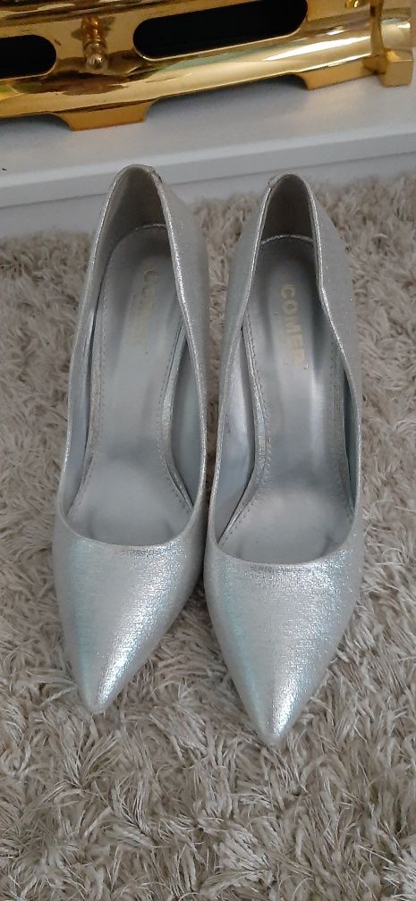 Pantofi stiletto silver/argintii 40