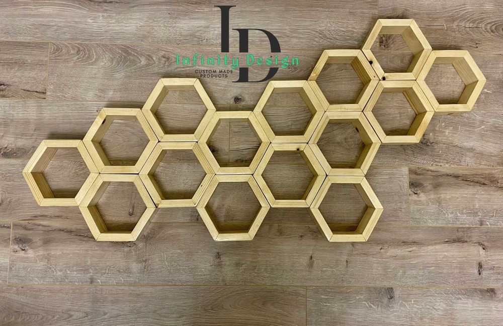 Hexagon din lemn diferite dimensiuni. suport pentru perete/ decor masa