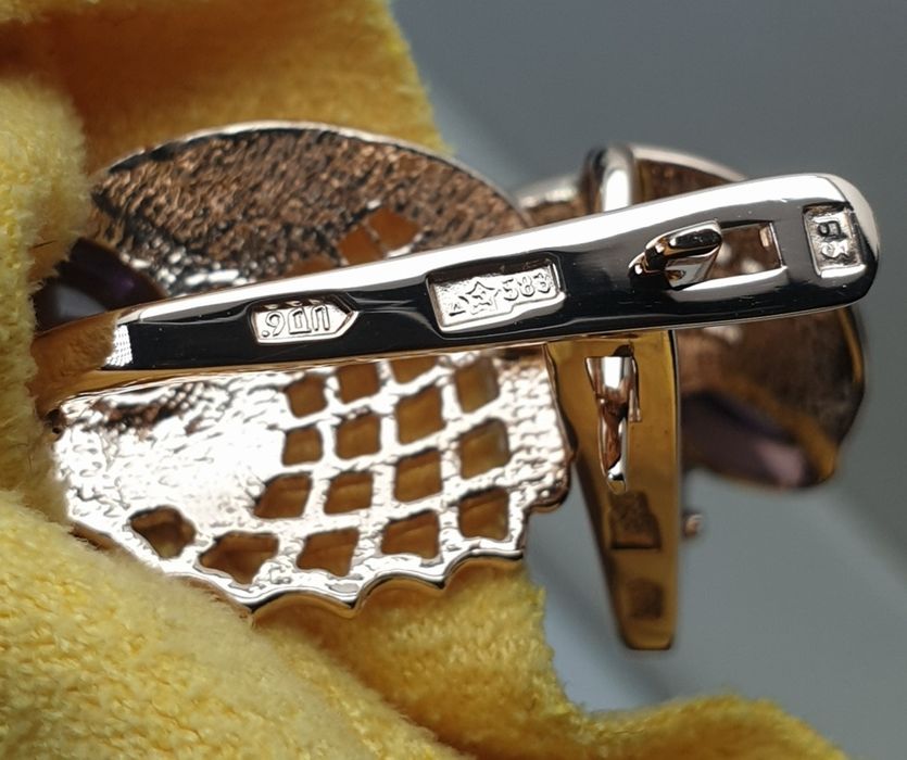 Ссср1989год Львовский ювелирный заводские серьги с аметистом Корундом