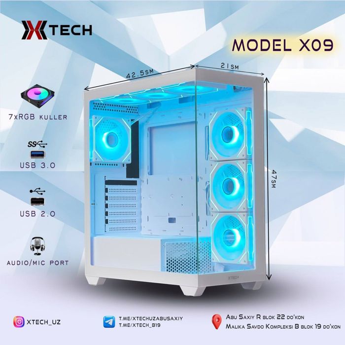 Xtech aquarium RGB CASE X09 WH-BK