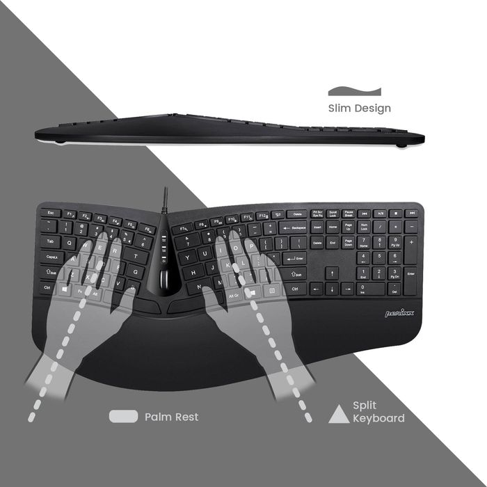 Set tastatura și mouse ergonomice Perrix Periduo 505 cu fir