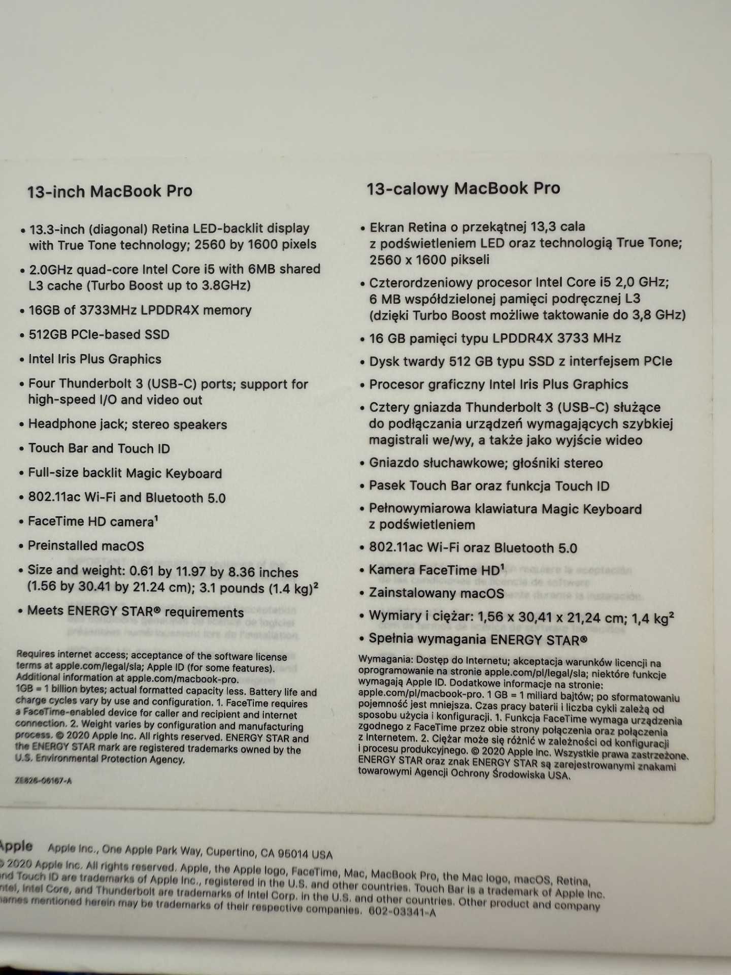 Vand MacBook Pro 2020 Touch Bar, i5, 13", RAM 16 GB, Hard 500Gb SSD
