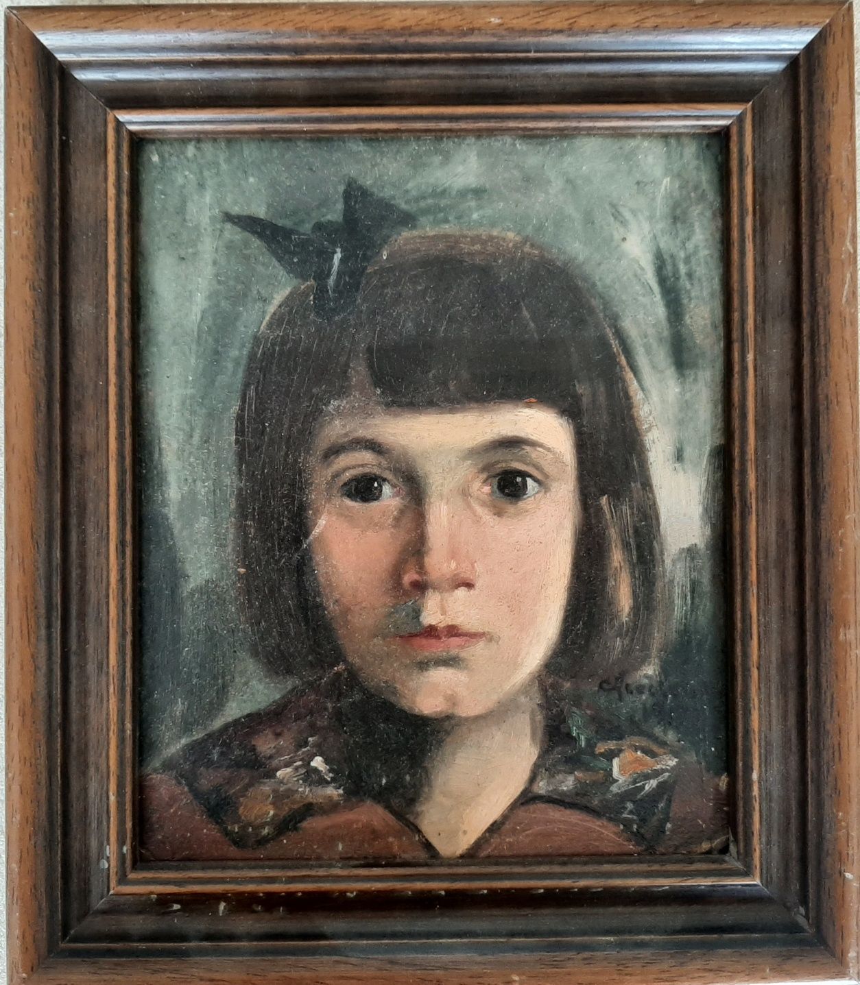 Cap de copil - tablou semnat Nicolescu 1917