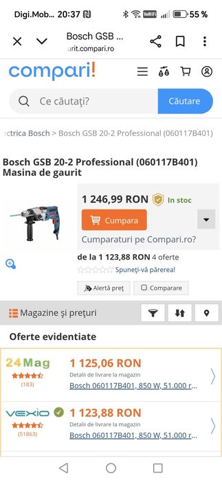 Bormașină Bosch GSB 20-2 profesională