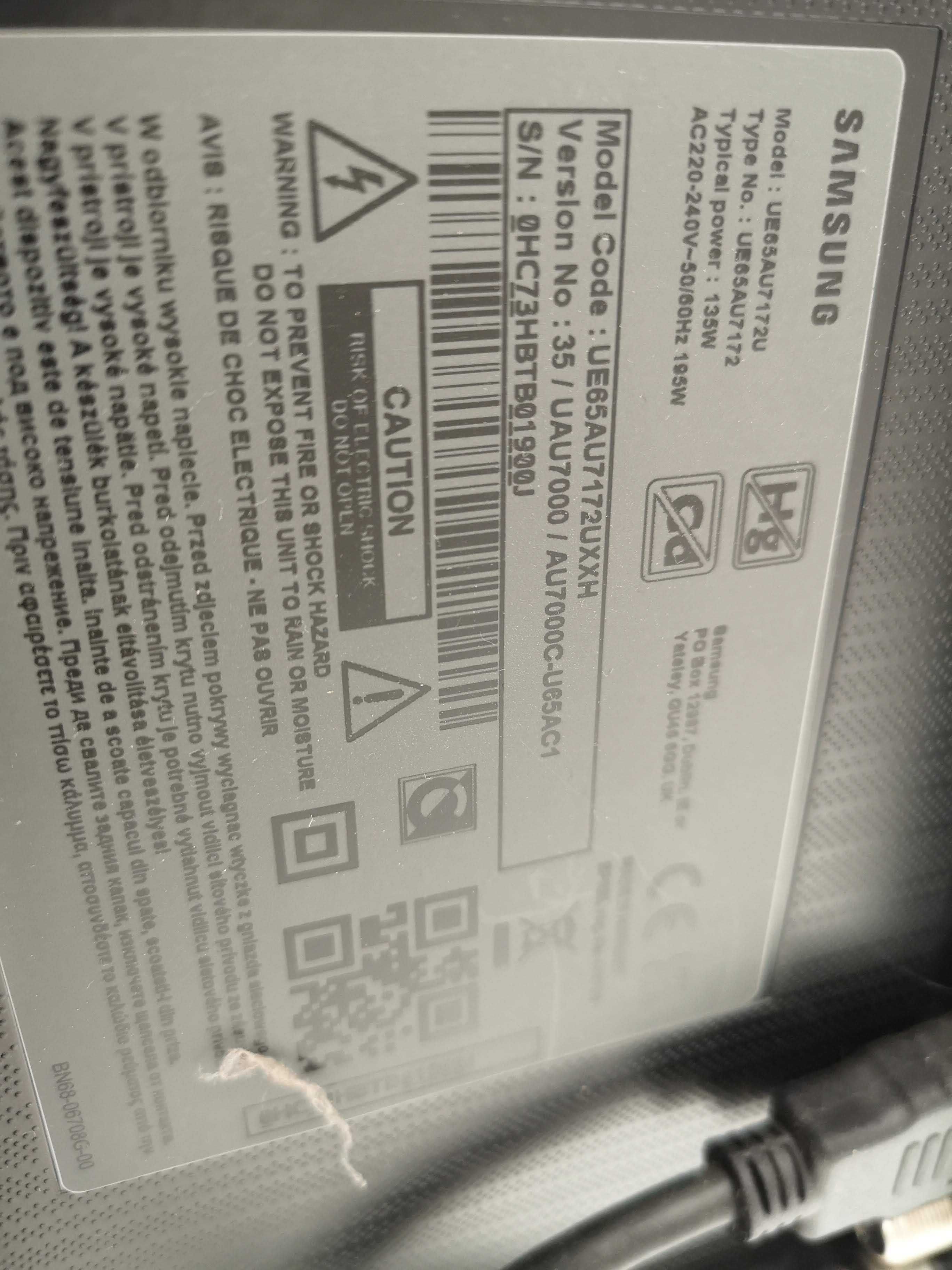 Телевизор Samsung 65AU7172, 65" (163 см), Smart, 4K Ultra HD, LED