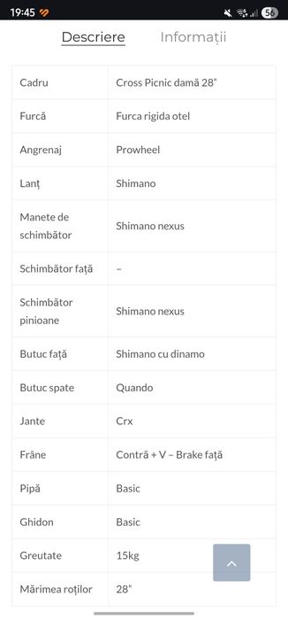 Cross Picnic damă 28″- cu acte
