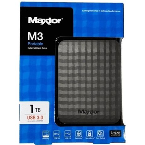 HDD extern Maxtor M3 portabil 1TB hard 2.5" USB 3.0 negru sigilat nou