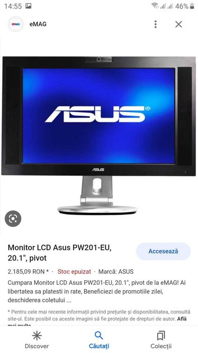 Monitor LCD Asus PW201-EU, 20.1", pivot
