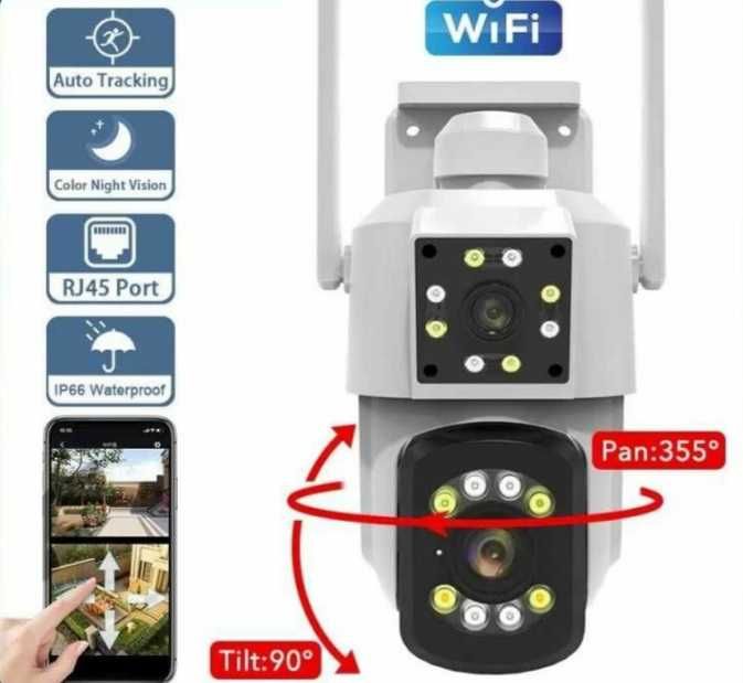 ТОП ЦЕНА Двойна Smart camera DUAL LENS WiFi безжична камера 5G 4x zoom