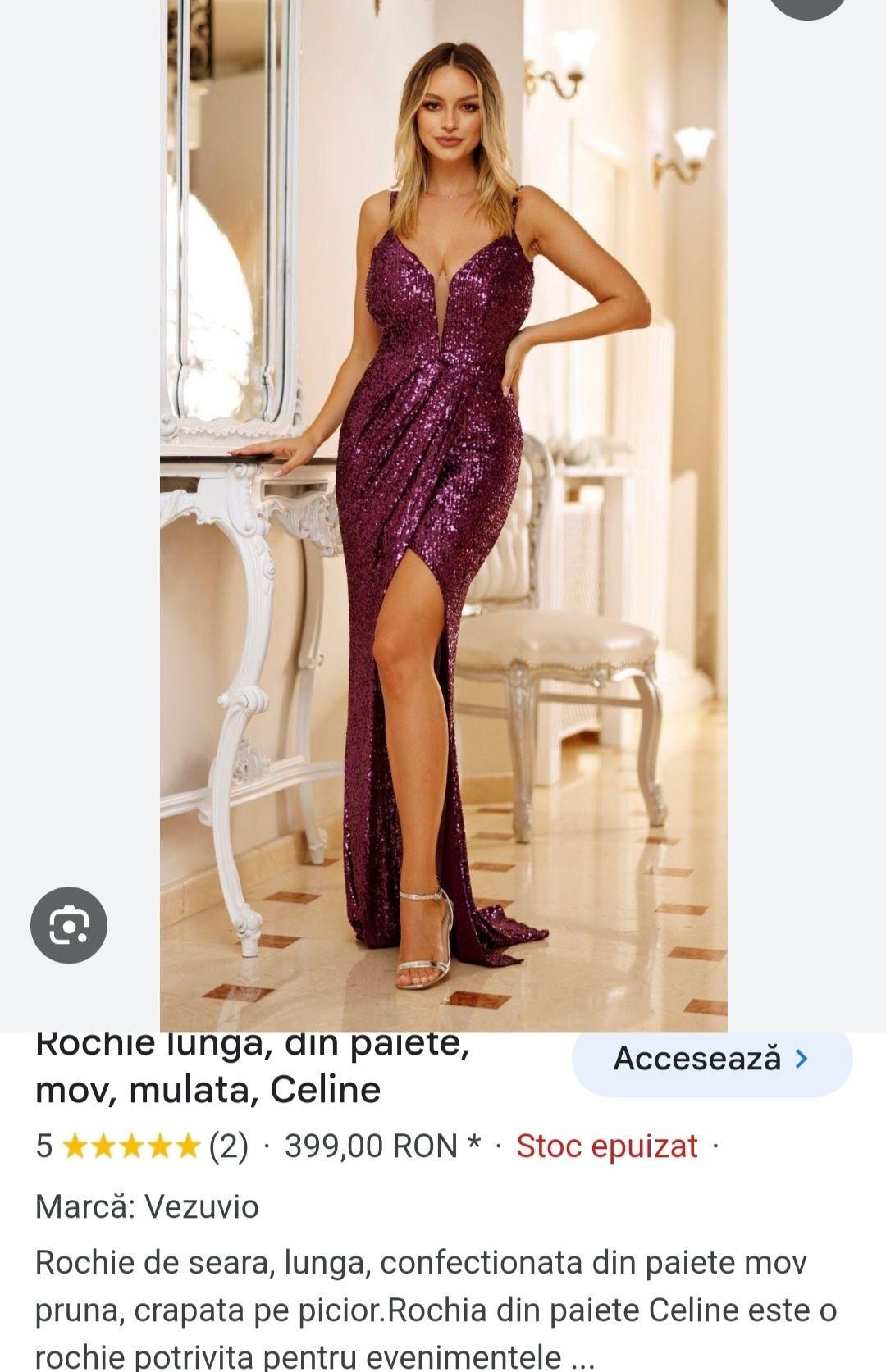 Rochie lunga paiete mov M