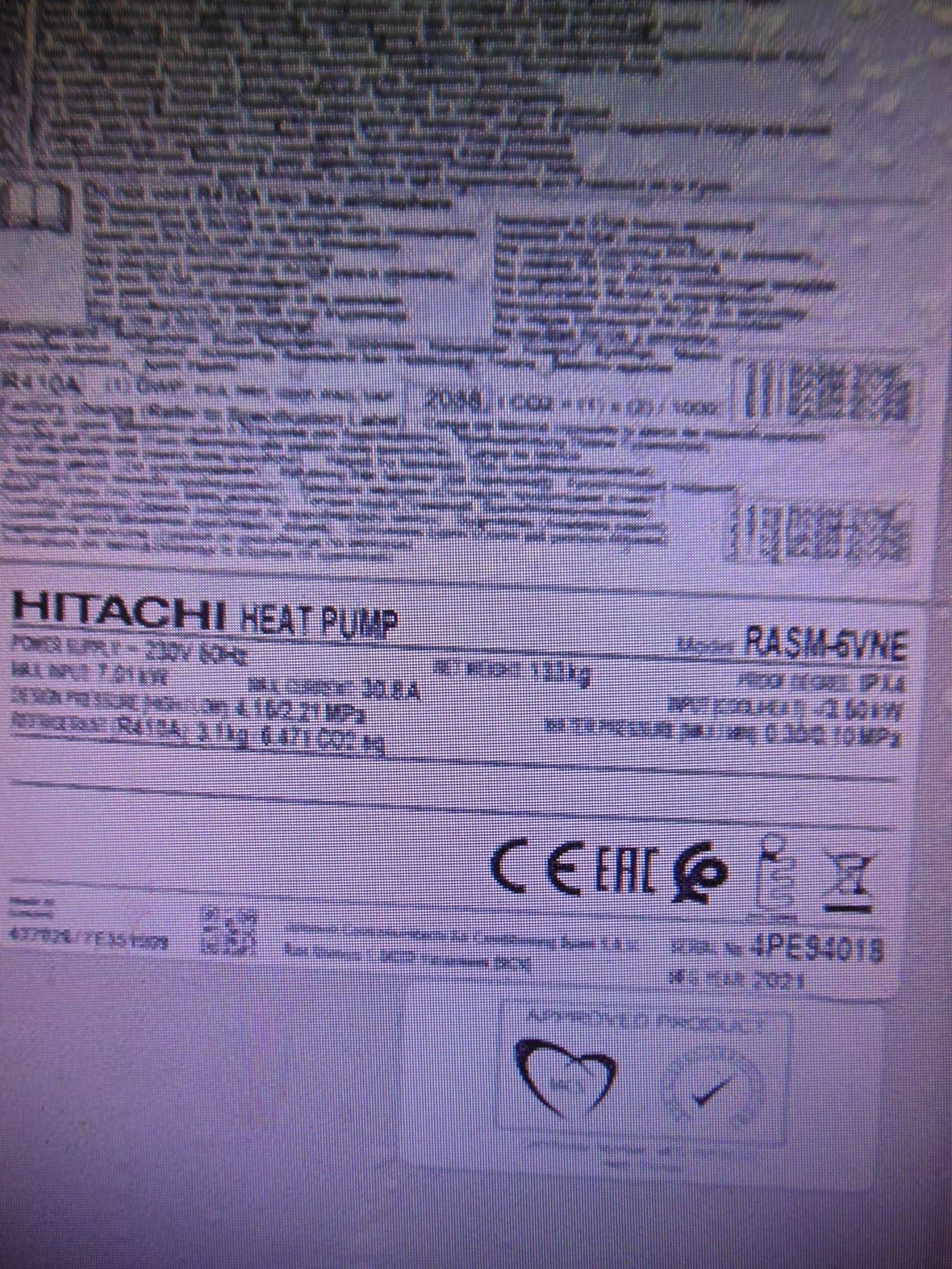 Hitachi Heat pump  RASM-6VNE, 16kw