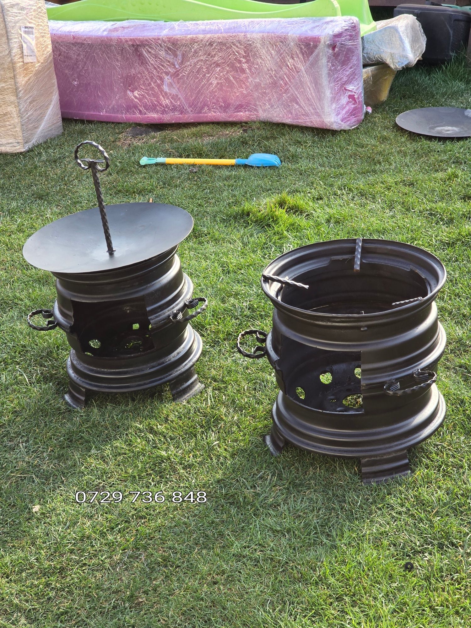 Sobă  model pirostrie ptr disc ceaun gratar grill