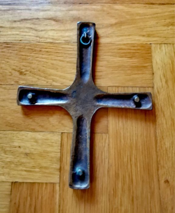 Кръст Бронзов кръст за причастие стенен кръст разпятие с червен емайл