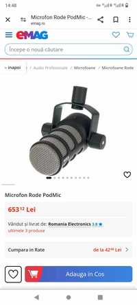 Microfon podcasting RODE PODMIC dinamic nou sigilat