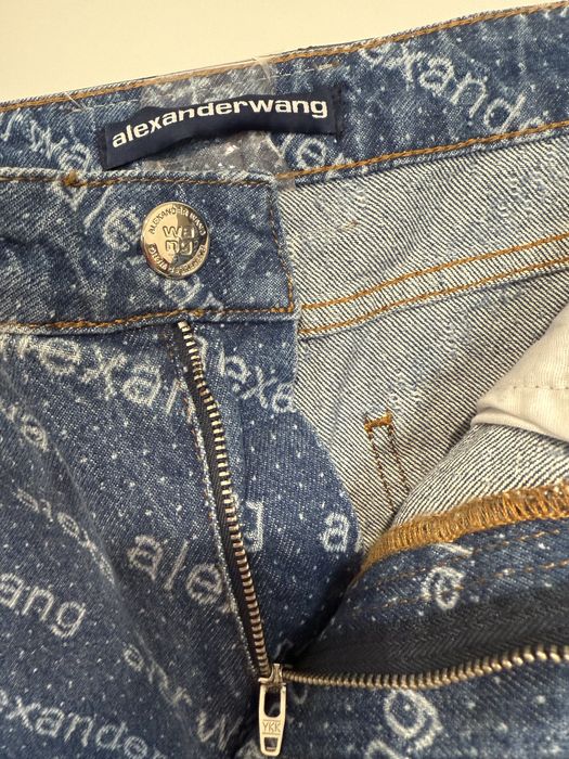 Blugi Alexander Wang logo crystal hotfix wide leg