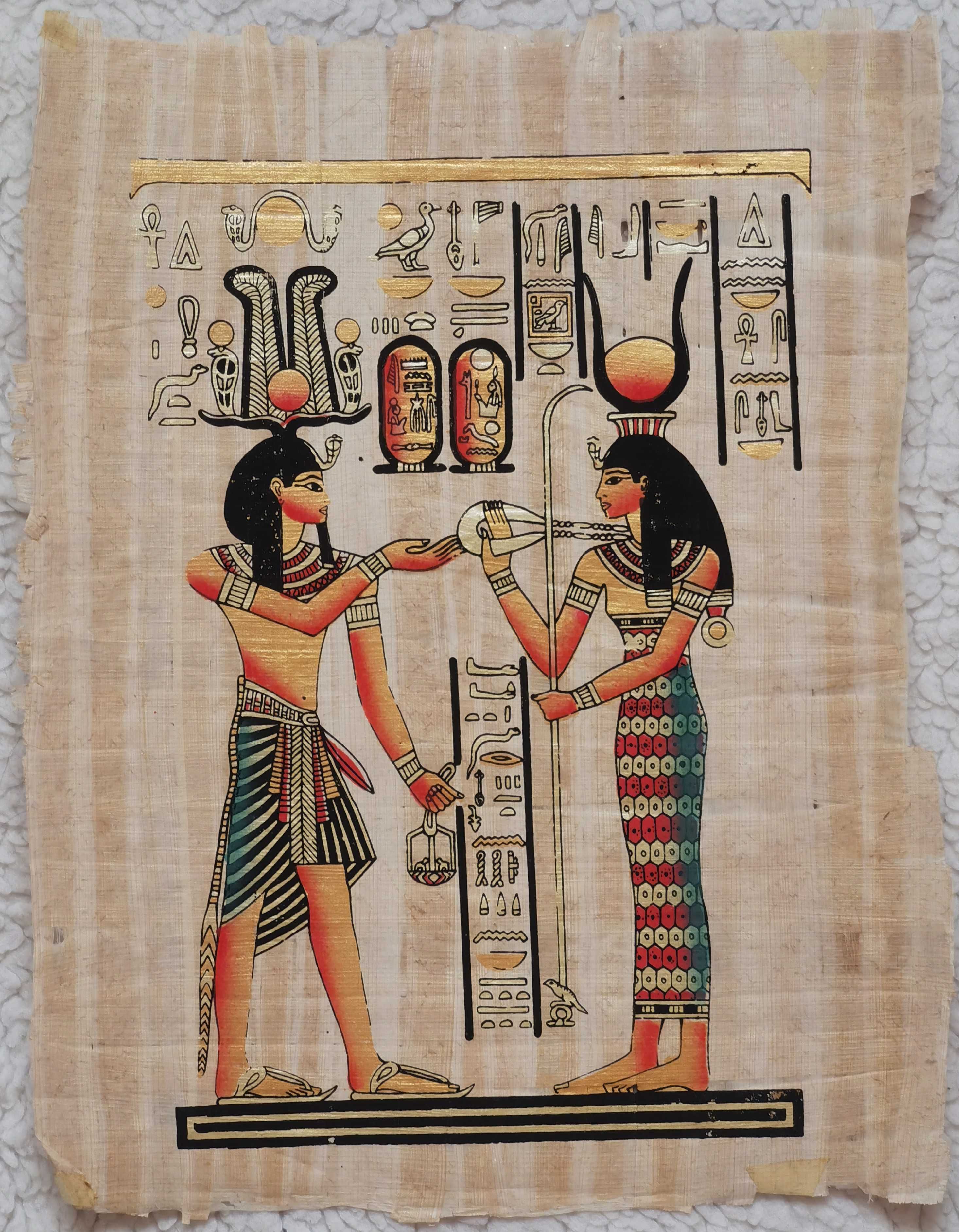 Papirus original hand made praf aur culori vii stampila autenticitate