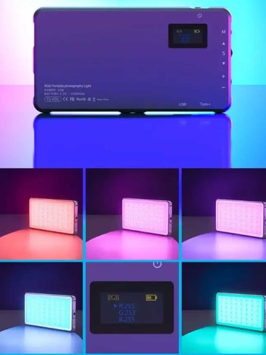 Видео фото свет портативный RGB LED