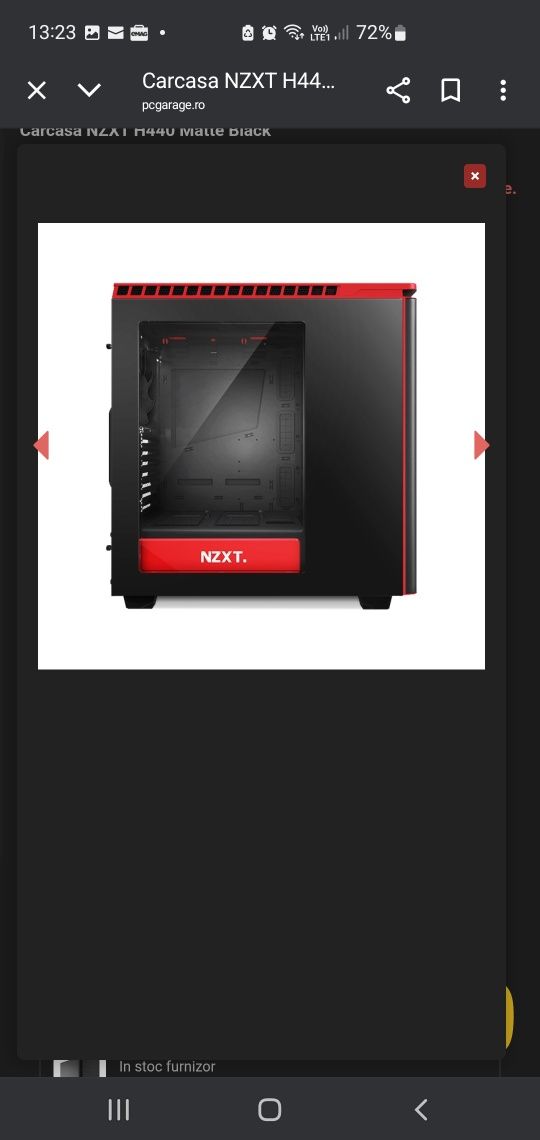 Carcasa pc NZXT H440 Matte Black , Negru cu roșu
