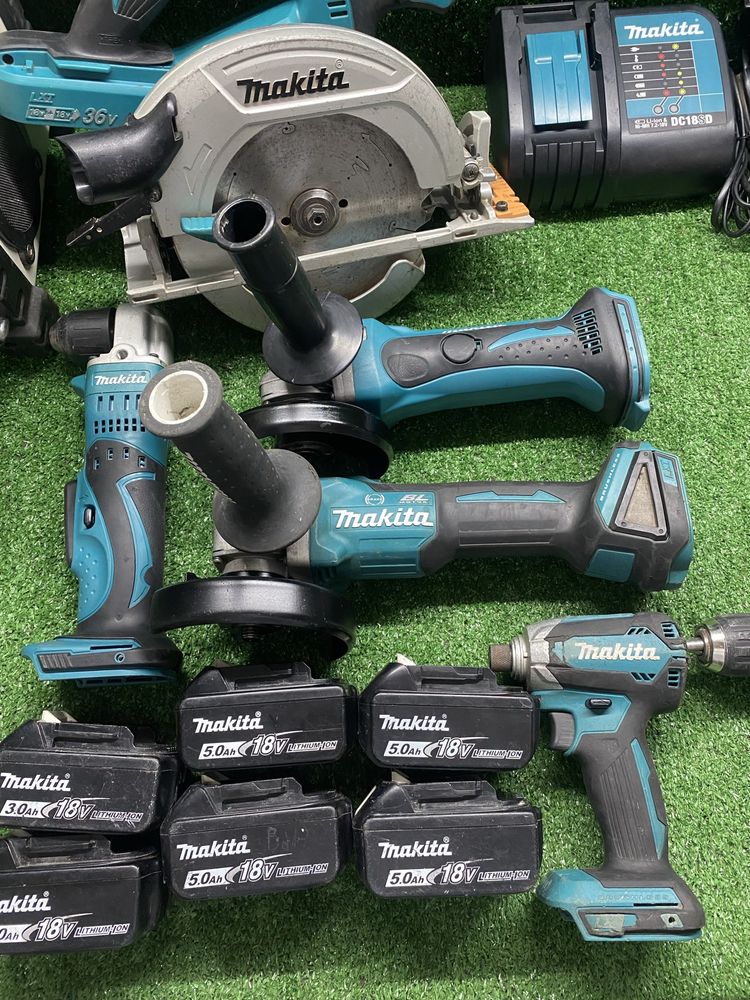 Makita 18v ъглошлайф/винтоверт/саблен трион/радио/батерии/зарядно