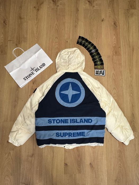 Supreme x Stone Island Reversible Down Puffer Jacket White