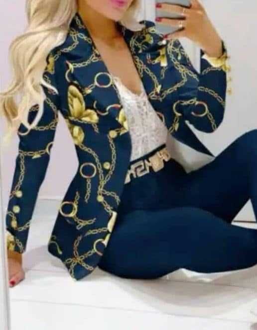 Costum subtire dama bleumarin sacou cu pantalon lung