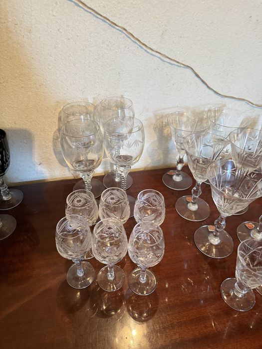 Pahare cristal colectie  si sticla gravata comunism retro clasice