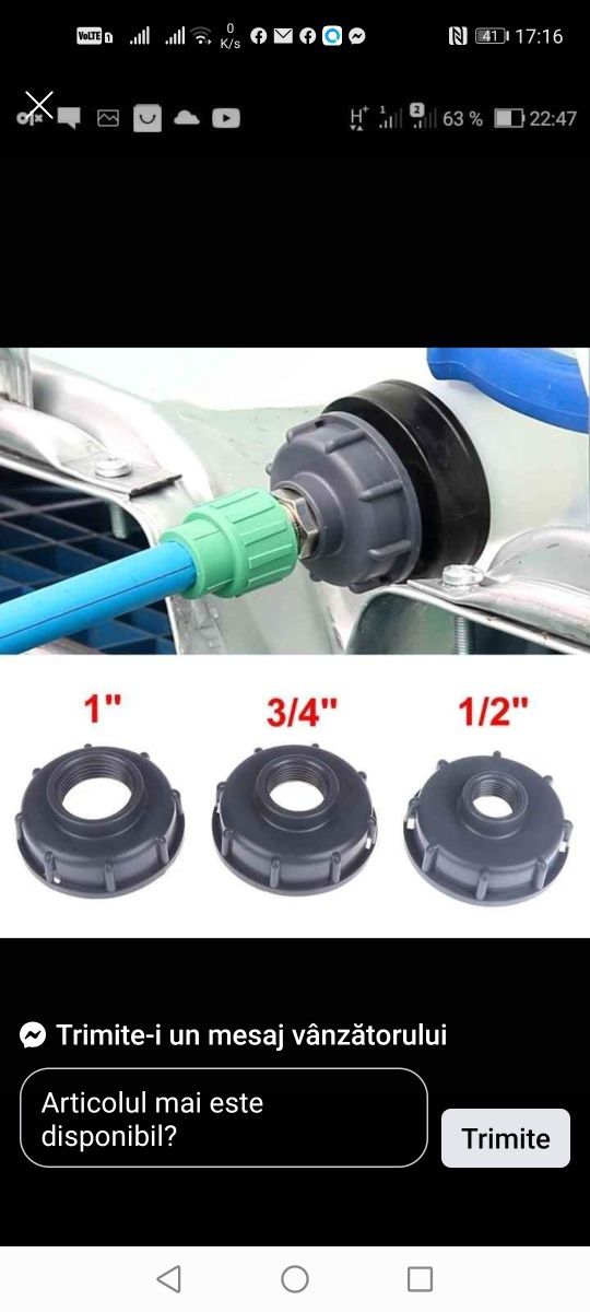 Cuplă Adaptor, reducție, robinet ibc - Bazine cub de 600 și 1000 L