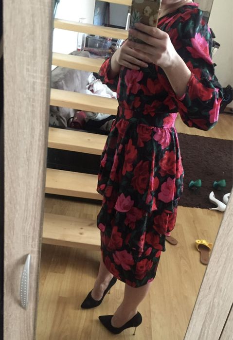 Rochie din satin cu imprimeu, marimea M