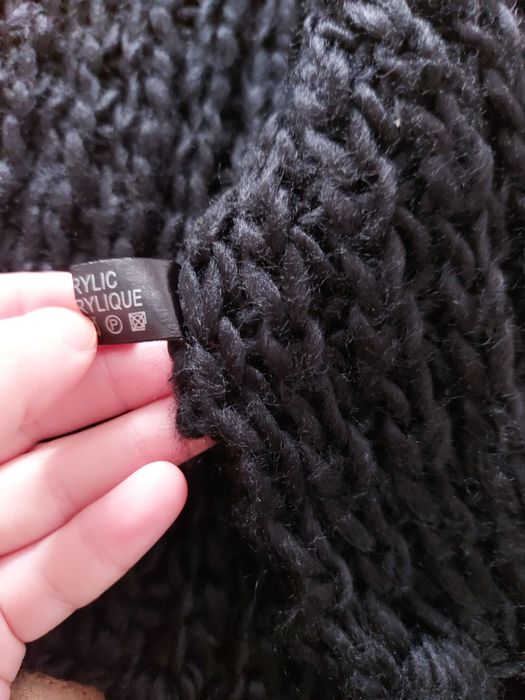 Fular împletit, culoare negru, 110×25