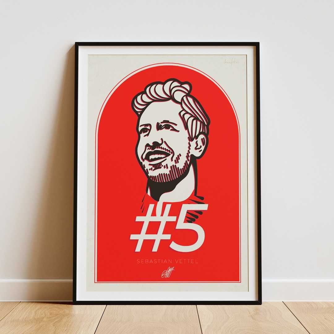 Tablou poster Sebastian Vettel Ferrari F1, artă digitală.