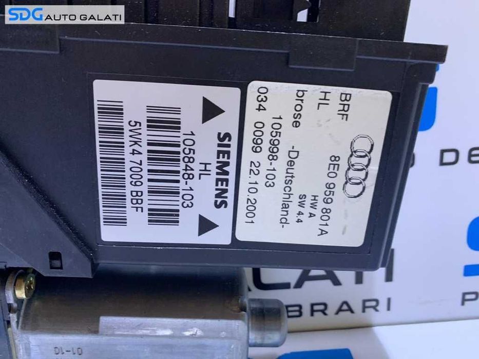 Motoras Macara cu Modul Control Geamuri Usa Portiera Stanga Spate Pasager Audi A4 B6 2001 - 2005 Cod 8E0959801A 5WK47009BBF 0130821767