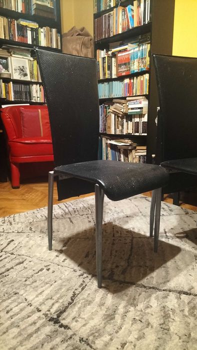 Set 3 scaune cu spatar husa neagra