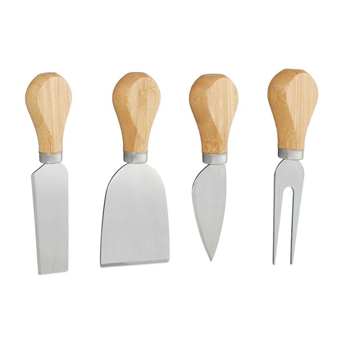 Set servire aperitive si branzeturi din bambus cu 4 tacamuri 35x28 cm