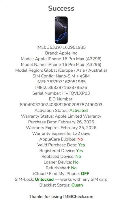Iphone 16 Pro Max 256GB Desert Titanium/Neverlocked/100% (68 cicluri)