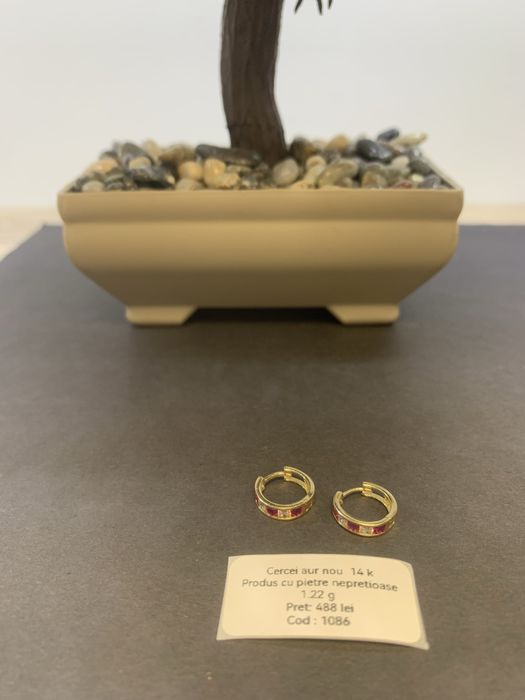 Cercei aur nou 14 k certificat anpc