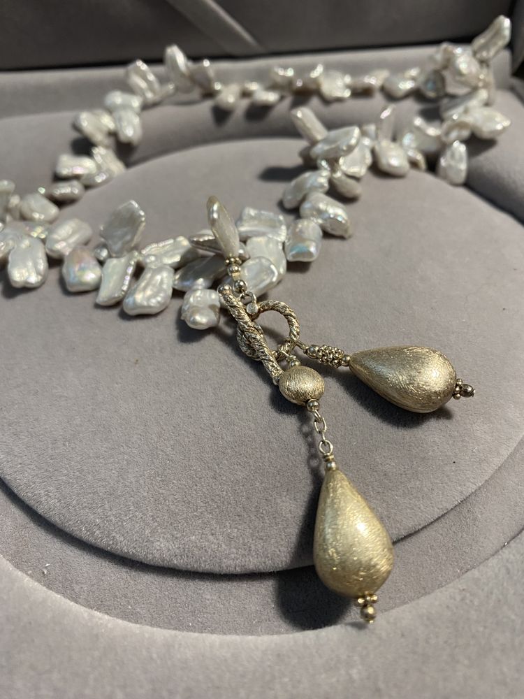 Colier perle baroc cu argint