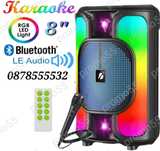 Караоке Тонколона 8 инча с Блутуут, Жичен Микрофон, Дистанционно, RGB