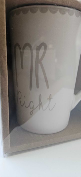 Set  pt cadou, cani cu mesaj mr right si mrs always right, 350 ml, Alb
