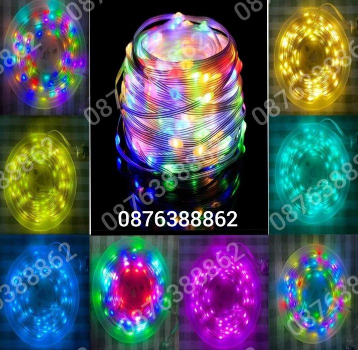 Многоцветни Коледни Лампички 10м. за Елха с Блутуут и Дистанционно