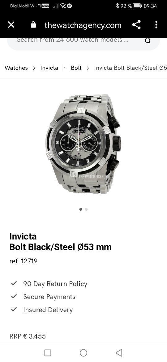 Ceas Invicta Bolt Black Automatic Chronograph 50 rubine - 53 mm