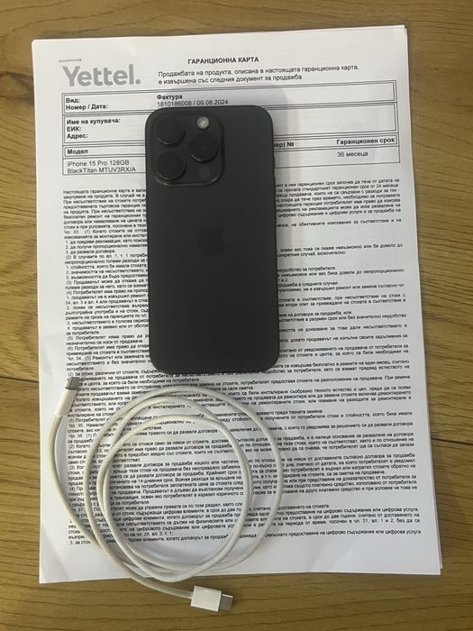 Бартер iPhone 15 Pro 128гб черен 22 месеца гаранция