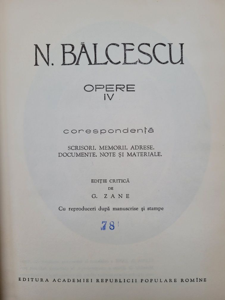 Nicolae Bălcescu Opere IV 1962