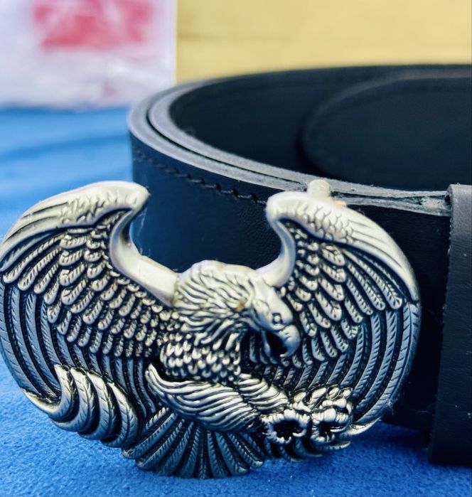 Ремень ZAF с орлом кожаный
