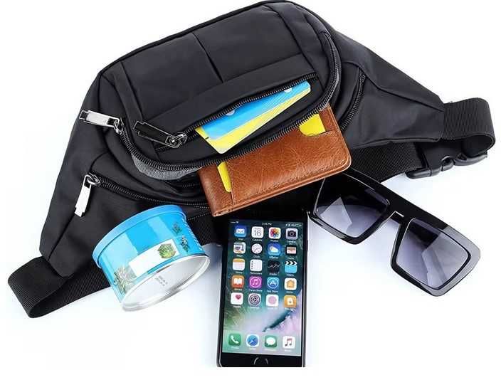 Мъжка чанта за през кръста тип паласка с 4 джоба